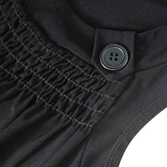 Vintage Petite Sophisticate Sleeeveless Career Blouse Size Small Black Buttons. - Picture 5 of 6